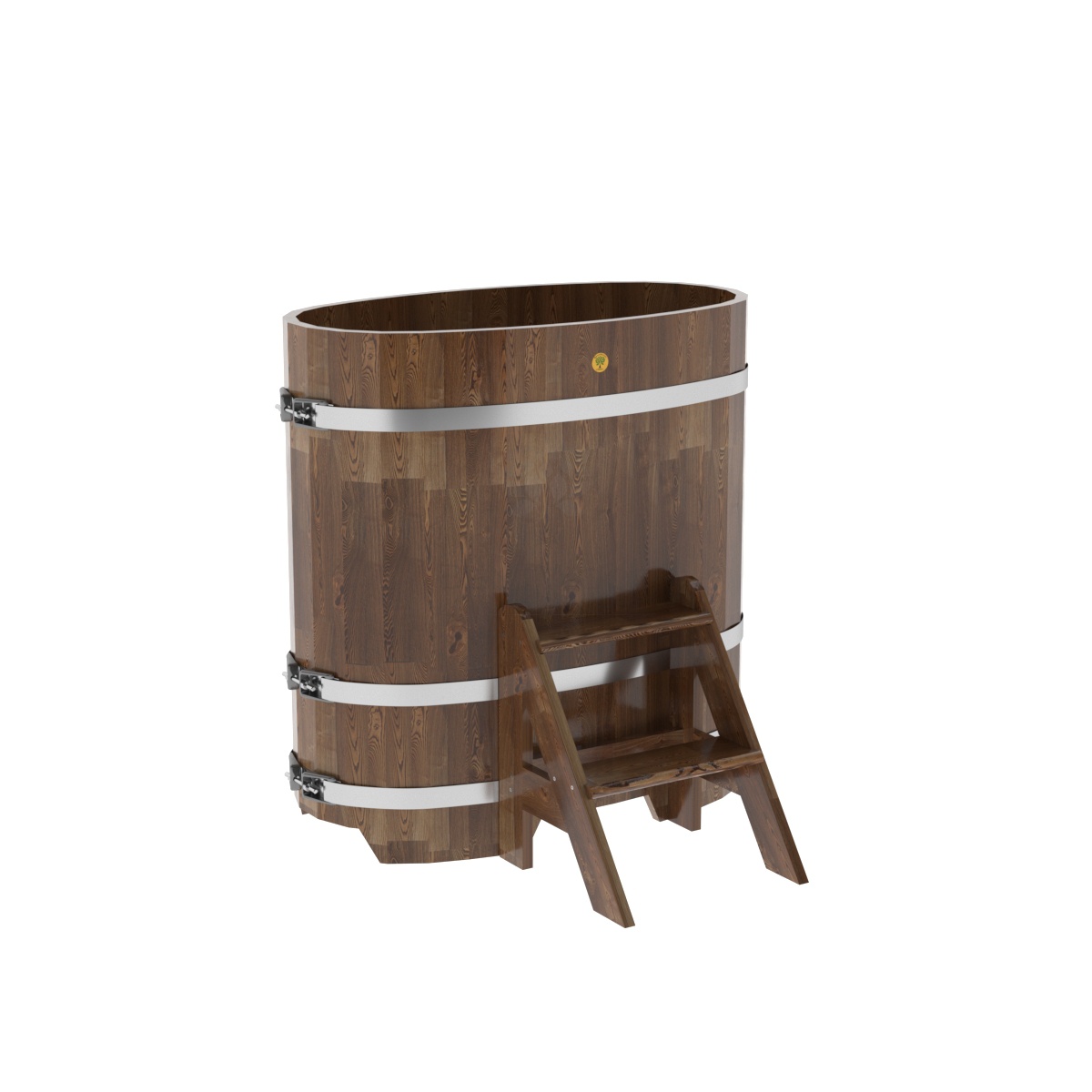 1488 Купель овальная из сращенных ламелей лиственницы 0,59х1,06х1,1 морёная Alyarus 