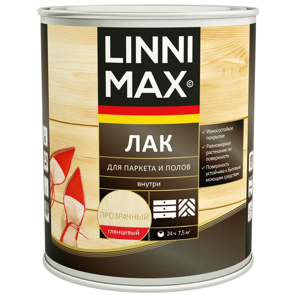 Паркетный лак LINNIMAX глянцевый прозрачный 0.75 л 89349628 STLM-0853593 - Вид №1