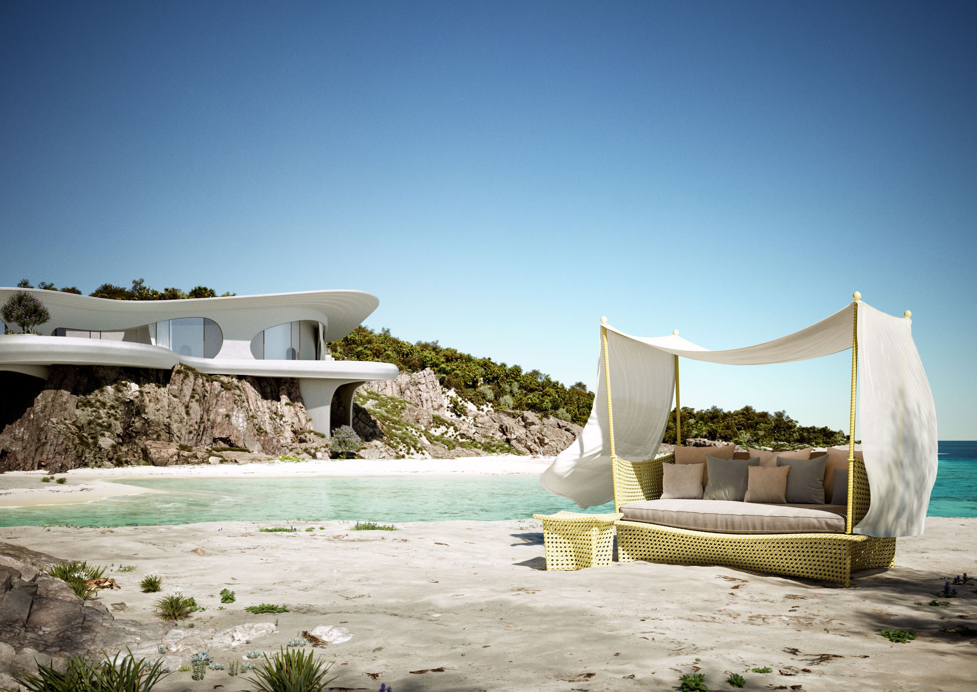 Прямоугольный садовый журнальный столик из синтетического волокна DEDON DAYDREAM ARCH-00077048 - Вид №1