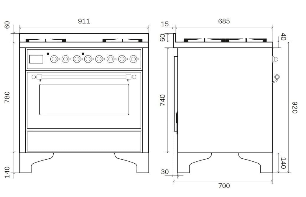 Стальная отдельно стоящая кухня с индукционной плитой Ilve Majestic ARCH-00084794 - Вид №1