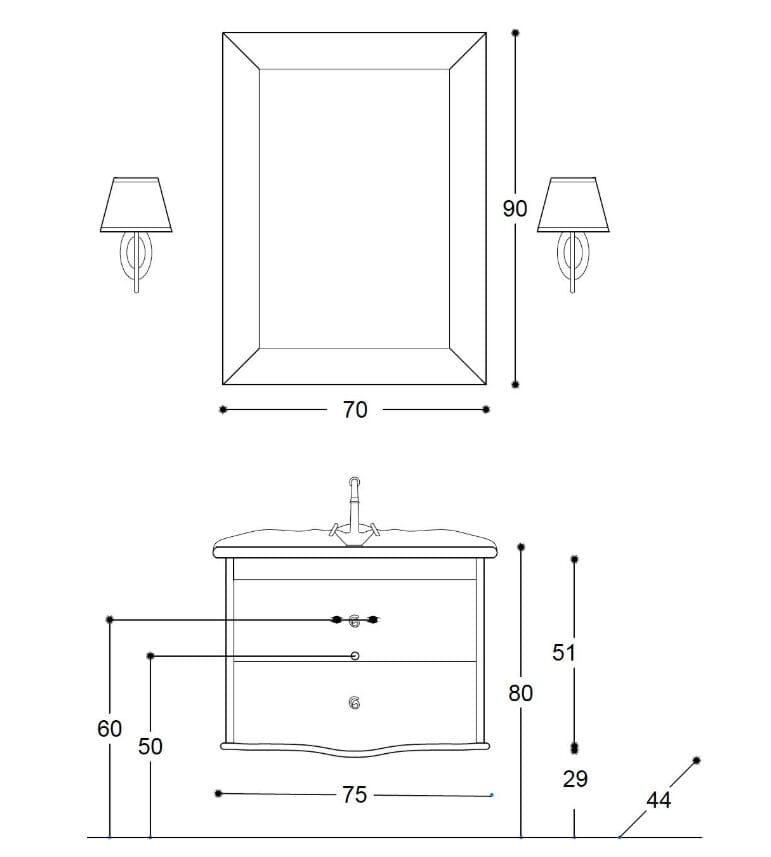Подвесной умывальник с ящиками Gaia Mobili Classic ARCH-00057642 - Вид №1