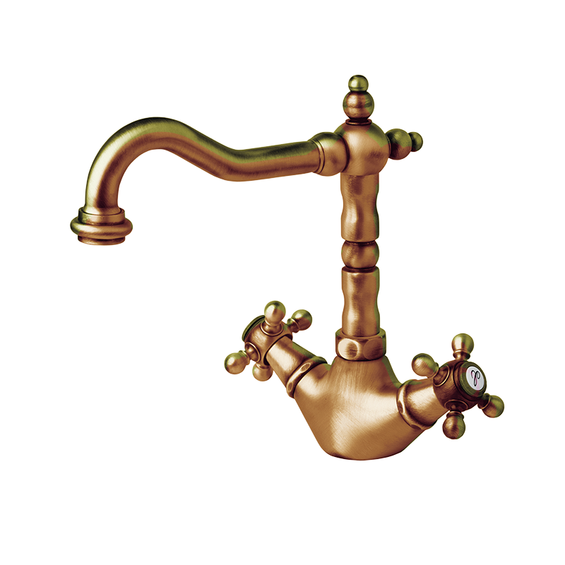 211799 PREMIUM Старый латунный ретро носик 1866 моноблочный Умывальник Старая Латунь GRB MIXERS 