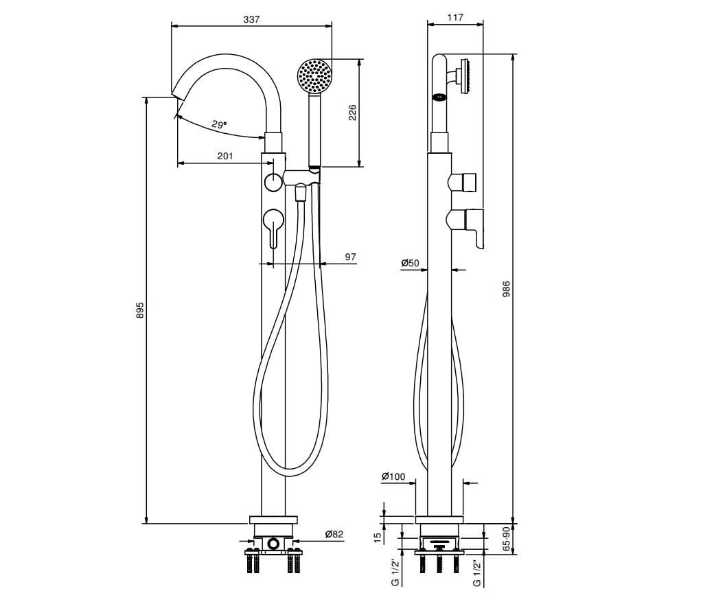 Смеситель для ванны Fantini Rubinetti Icona Classic ARCH-00151063