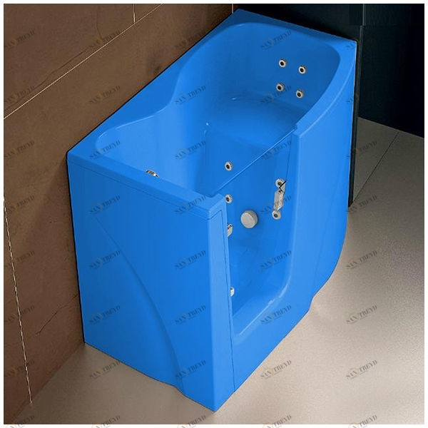 Ванна с гидромассажем GRUPPO TREESSE Gen-Y V3417-DX голубая угловая сидячая с дверью правосторонняя STDV3417DXG