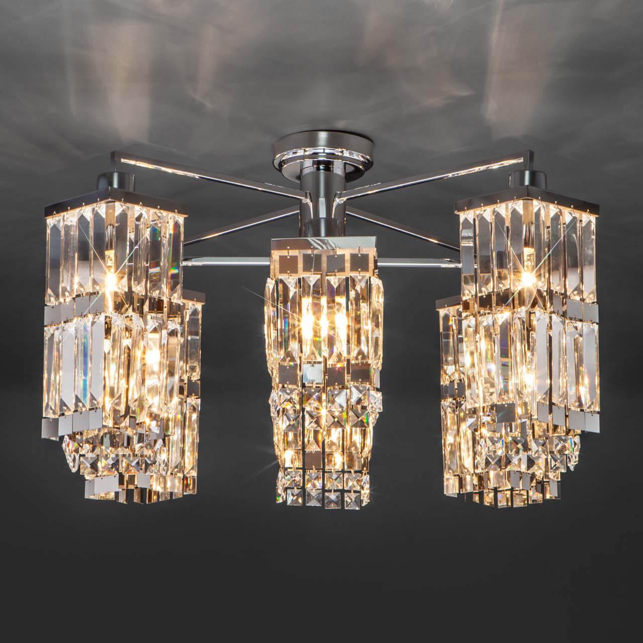 Потолочная люстра Eurosvet Barra 10100/8 хром/прозрачный хрусталь Strotskis EUROSVET ДИЗАЙНЕРСКИЕ, BARRA 00-3888690 Прозрачный;хром  - Вид №1