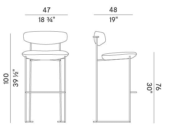 Высокий стул с металлическим каркасом и тканевым сиденьем Potocco Keel ARCH-00096124 - Вид №2