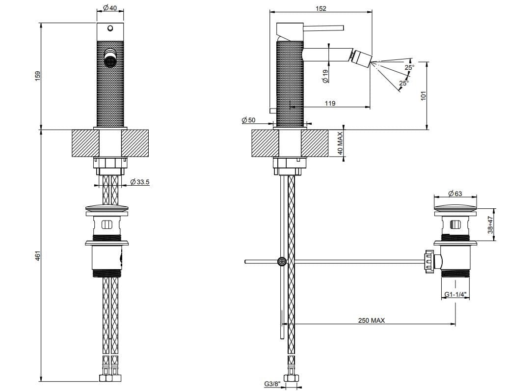 Смеситель для биде из нержавеющей стали Gessi Gessi316 ARCH-00102416 - Вид №2