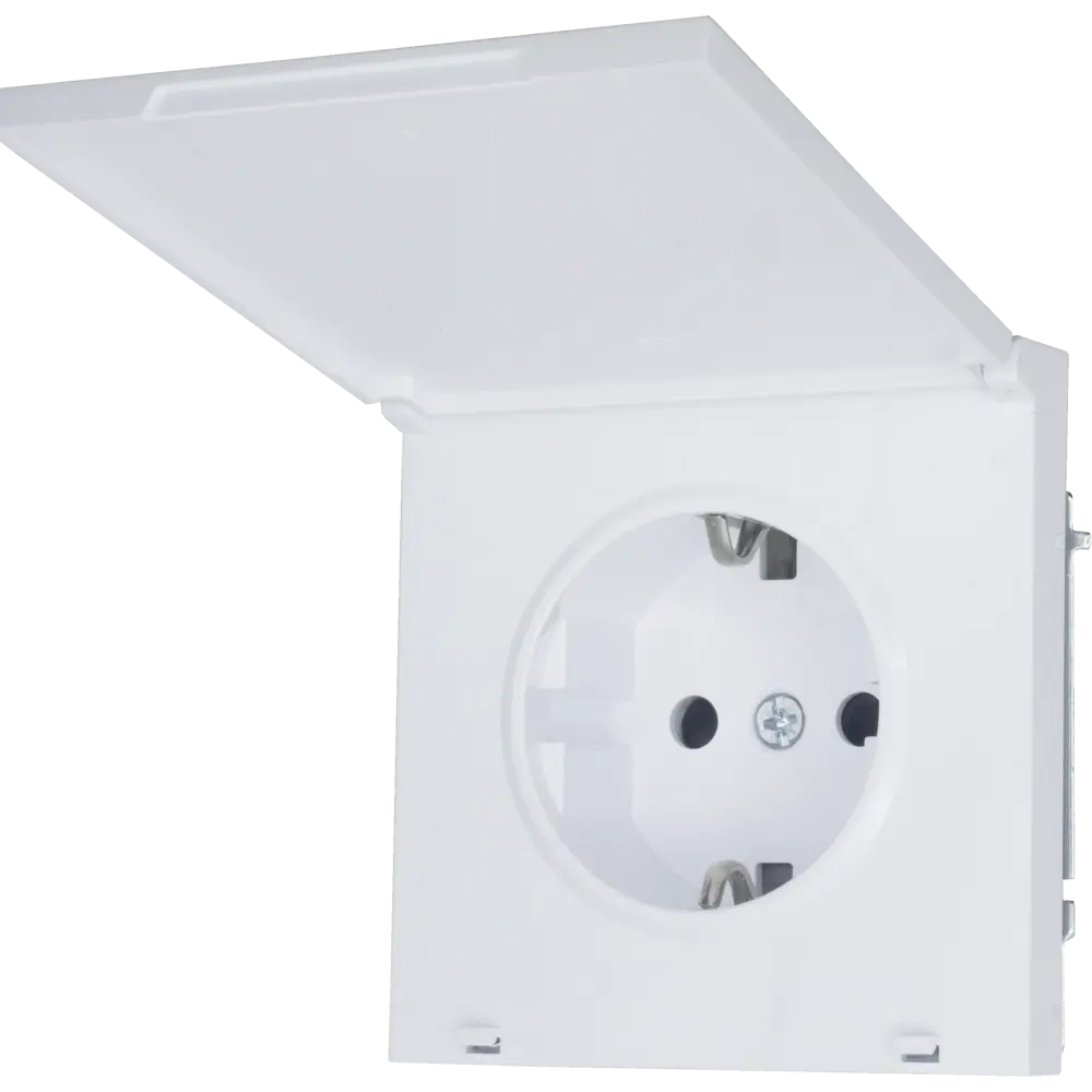 Розетка встраиваемая Lezard Zima с заземлением с крышкой IP44 цвет белый 89440934 STLM-2013001 - Вид №1