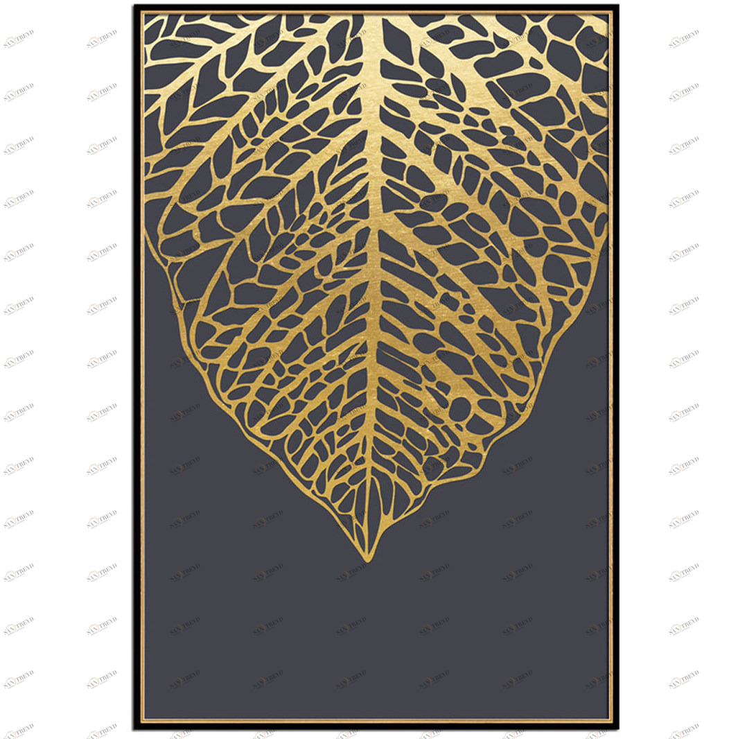 Постер прямоугольный на художественной бумаге 80х60 см "Золотой лист на черном" EVENHOME ДИЗАЙНЕРСКИЕ 00-3878762 Золото;черный 