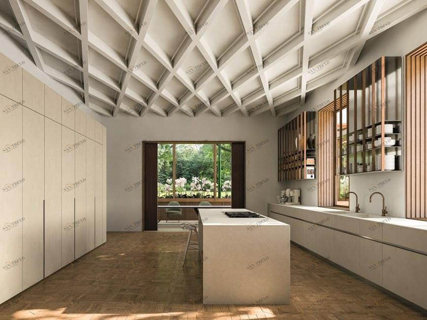 Elmar Модульная деревянная кухня с островом @home sun-id-1387866