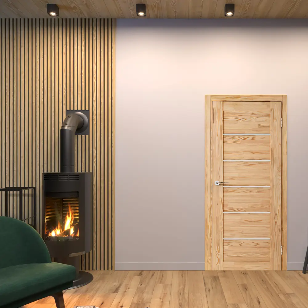 Комплект двери Легда-22 остекленная 90x200 см массив цвет бежевый с добором 120 мм PORTIKA STLM-2011600 - Вид №1