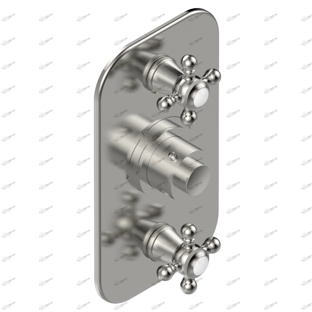 G29-5400BE Накладка с ручкой регулировки температуры и двумя маховиками для термостатического смесителя 5400AE Thg-paris Charleston Матовый никель G29 5400BE CAT.C