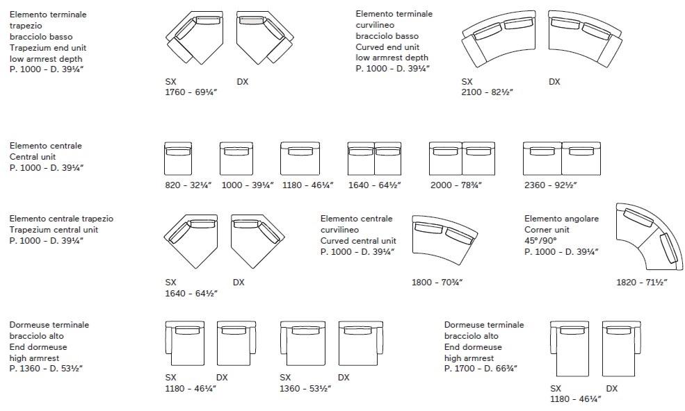 Lema Изогнутый модульный диван из ткани sun-id-1422771 - Вид №7