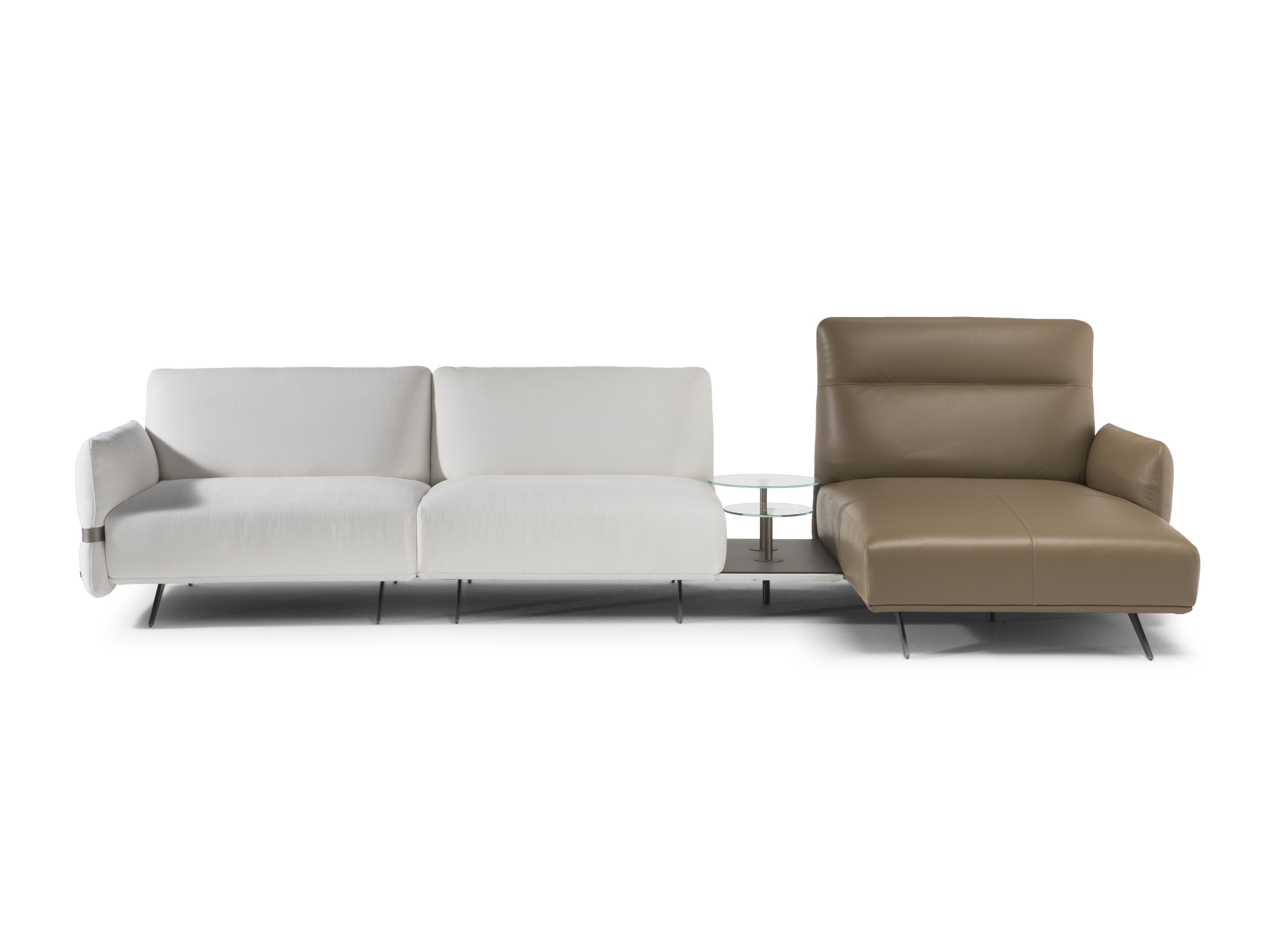 Ткань и кожаный диван с журнальным столиком с шезлонгом Natuzzi Italia Solar ARCH-00058538