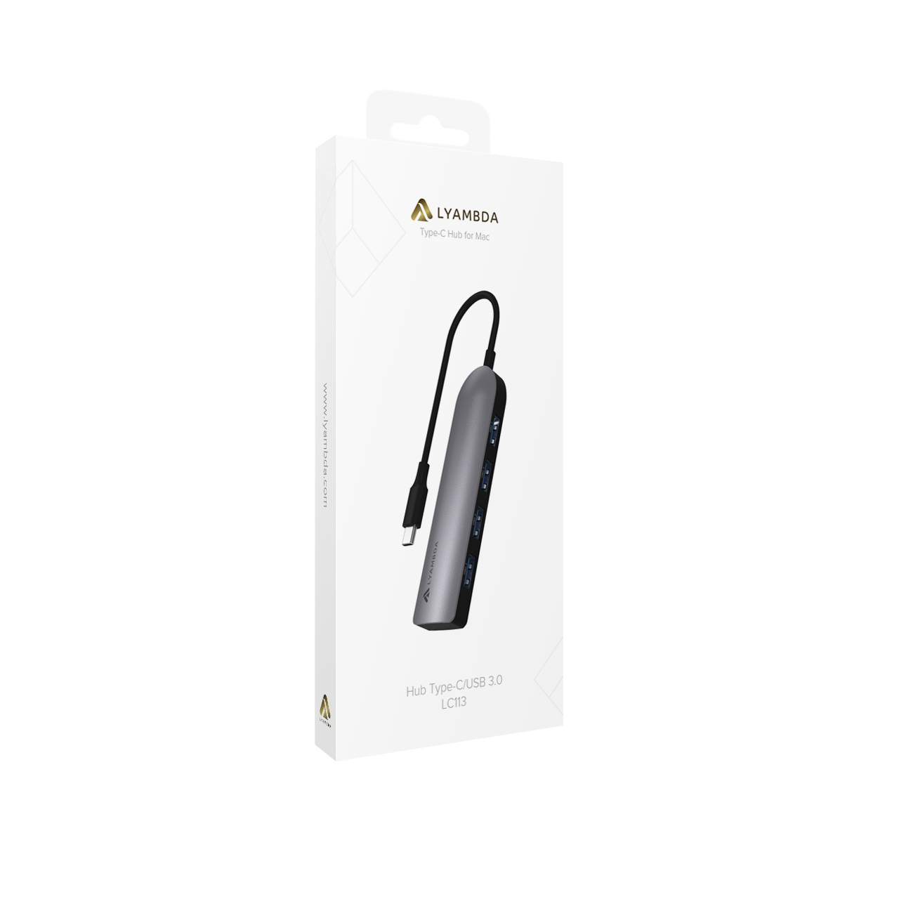 LC113 Разветвитель type-c usb 3.0 *4 hub slim gray LYAMBDA Santreyd  - Вид №5