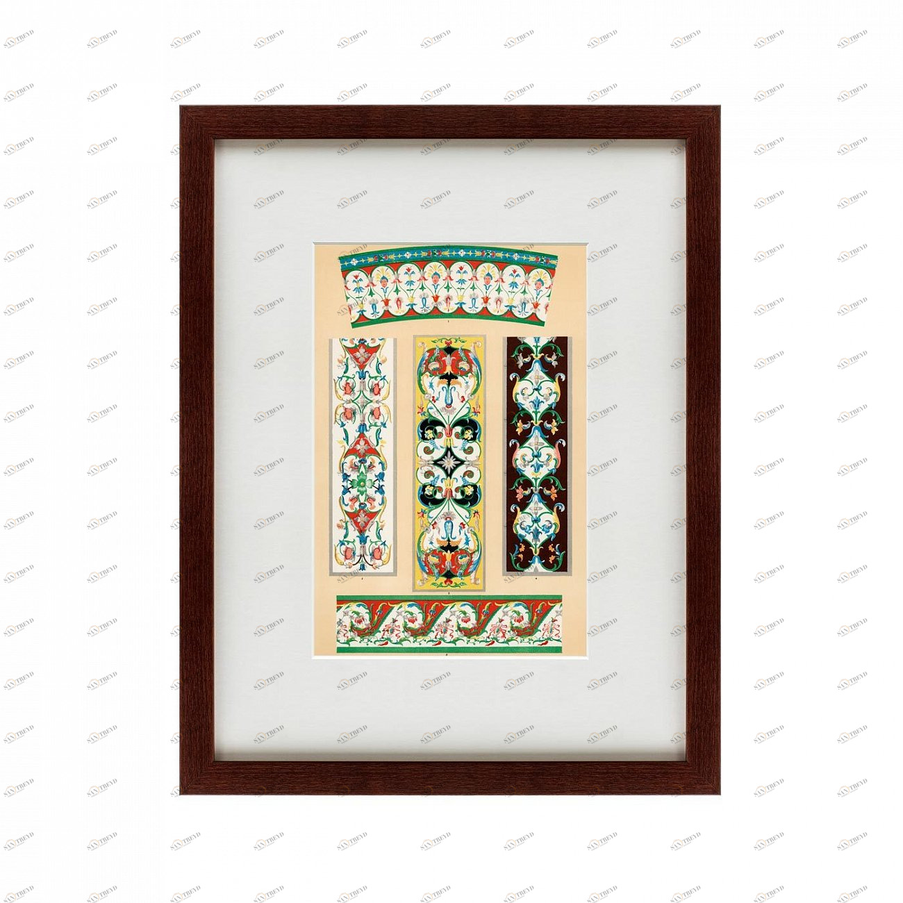 Картина в раме 60х47 см Grammar of Ornament №9, 1856 КАРТИНЫ В КВАРТИРУ  191765 Желтый;зеленый;красный;разноцветный 