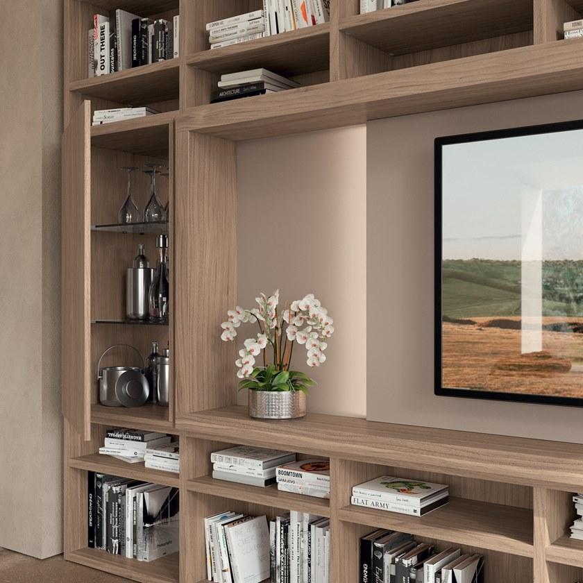 Febal Casa Книжный шкаф лакированный с подсветкой с подставкой под телевизор sun-id-1372698 - Вид №3