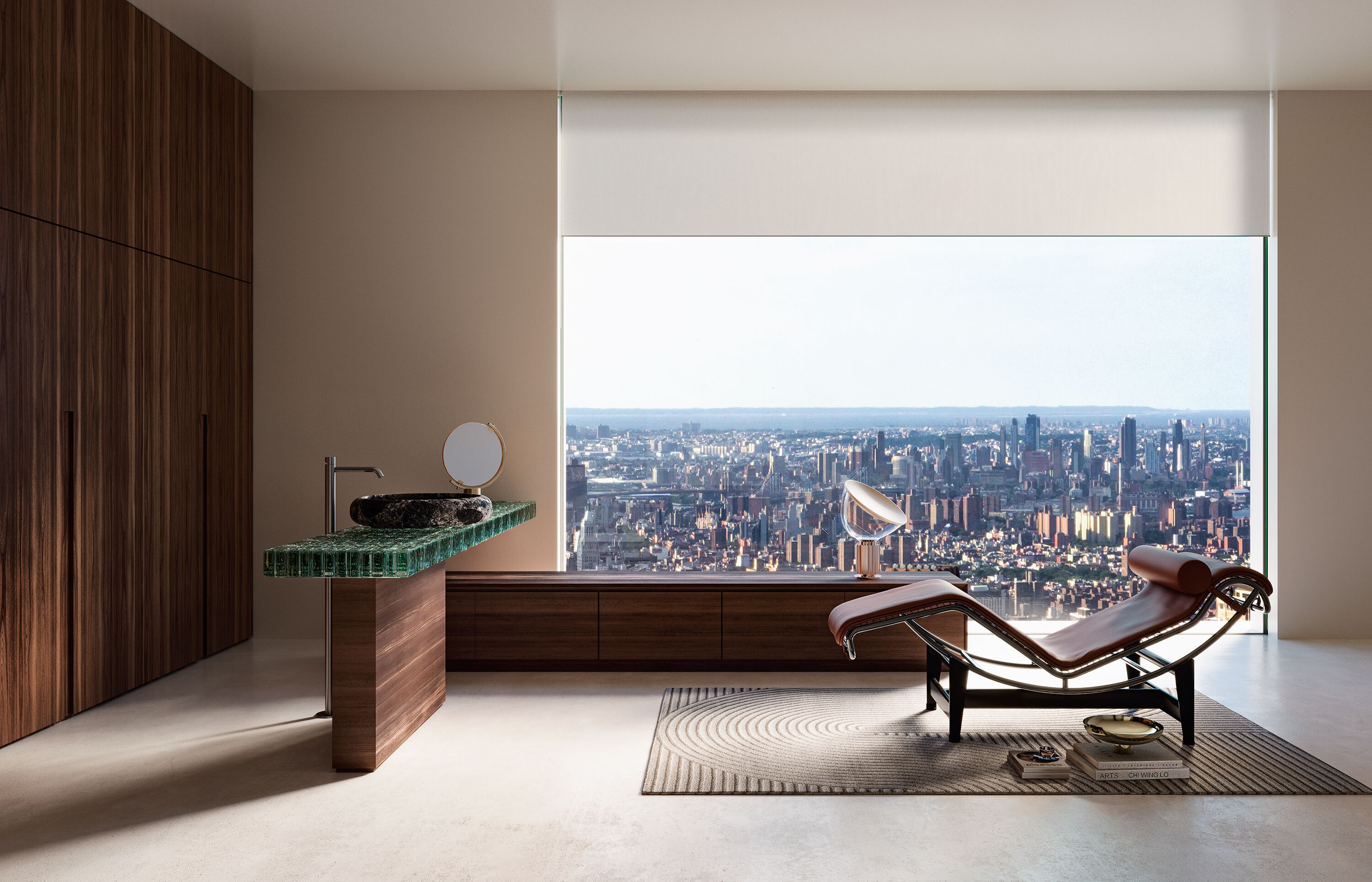 Угловой умывальник из орехового дерева и стекла Falper OPUS ARCH-00066272 - Вид №1