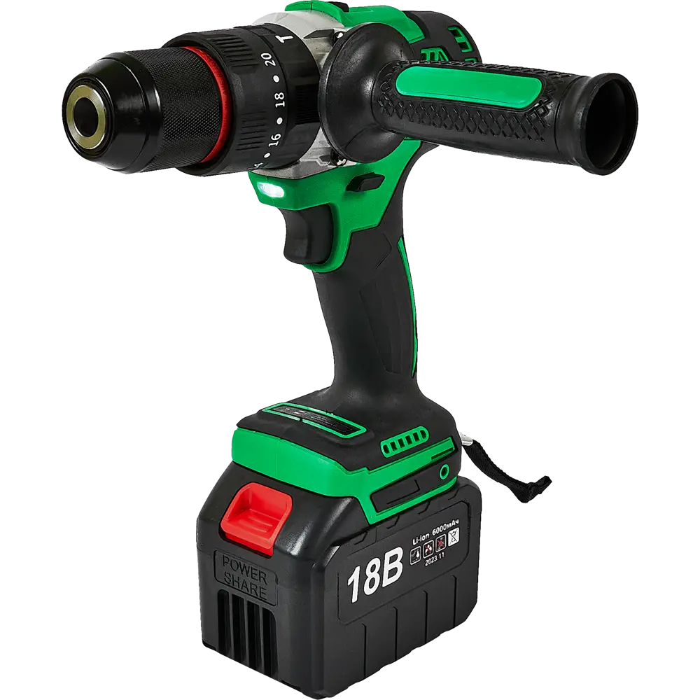 Дрель-шуруповерт аккумуляторная ударная бесщеточная Deko Zitrek Green Impact 063-4046, 18 В Li-ion 2x6 Ач 88877028 STLM-2091266 