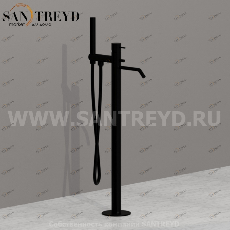 923031 Смеситель отдельностоящий для ванны, цвет Черный бархат Kerasan Nolita Италия