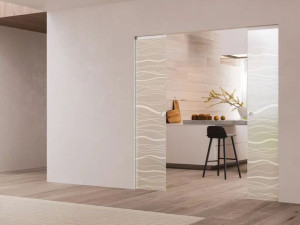 Все стеклянные раздвижные дверные панели с декором