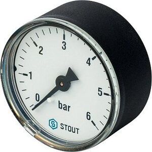 Манометр аксиальный 50 мм 1/4" 6 бар STOUT