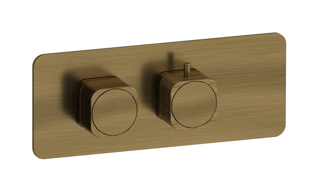 Комплект термостатической пластины и ручек Corallo, односторонняя горизонтальная прямоугольная пластина WE ARE IB eua126mbneo_2 Modern Bronze Aqua