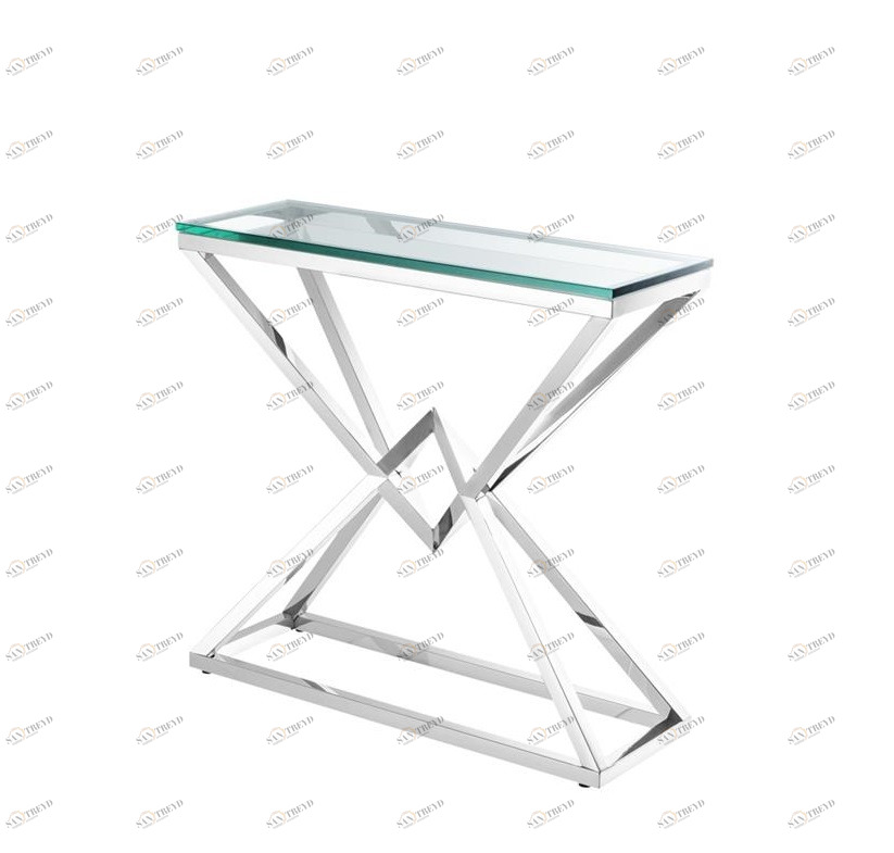 Консоль металлическая серебро со стеклянной столешницей высокая 82 см Connor от Eichholtz EICHHOLTZ EICHHOLTZ 061008 Прозрачный;хром 