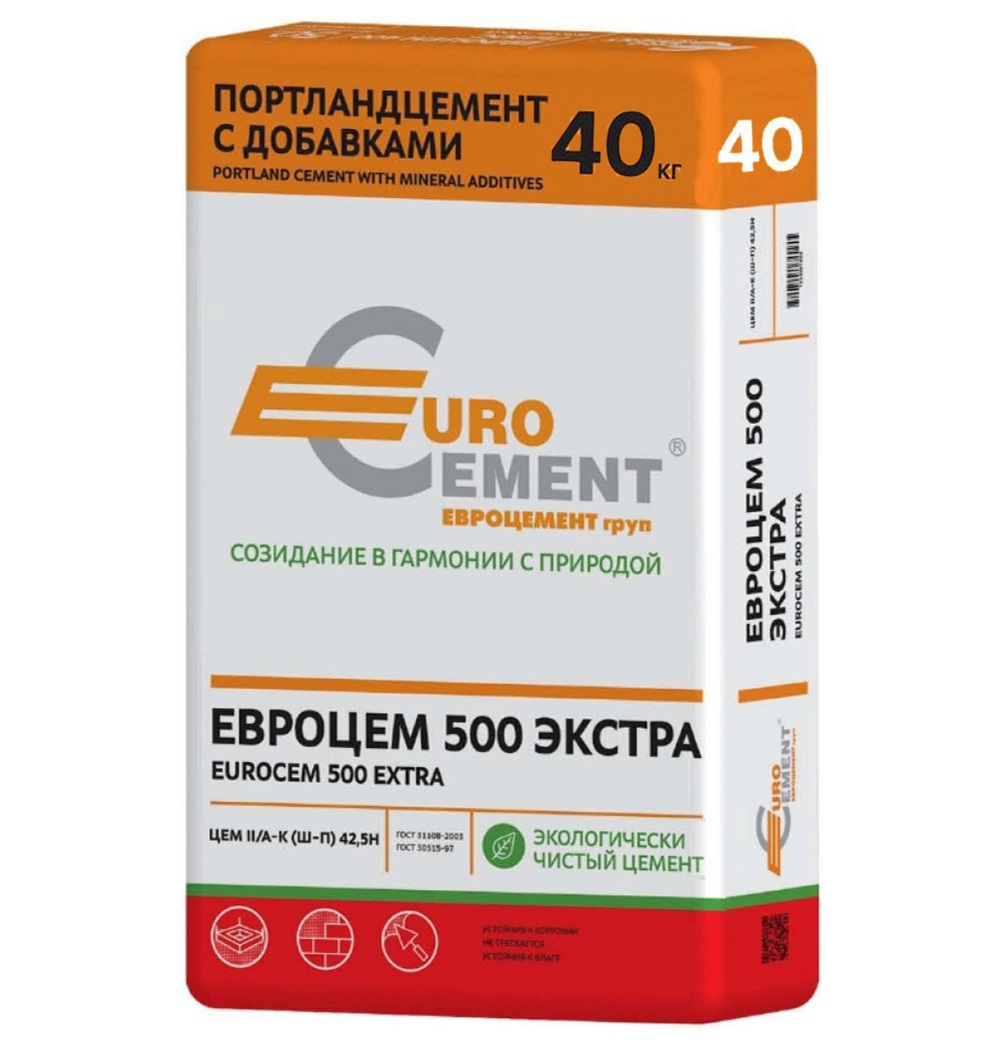 Цемент Евроцемент М500 Д20 50кг EuroСement 1252 - Вид №1
