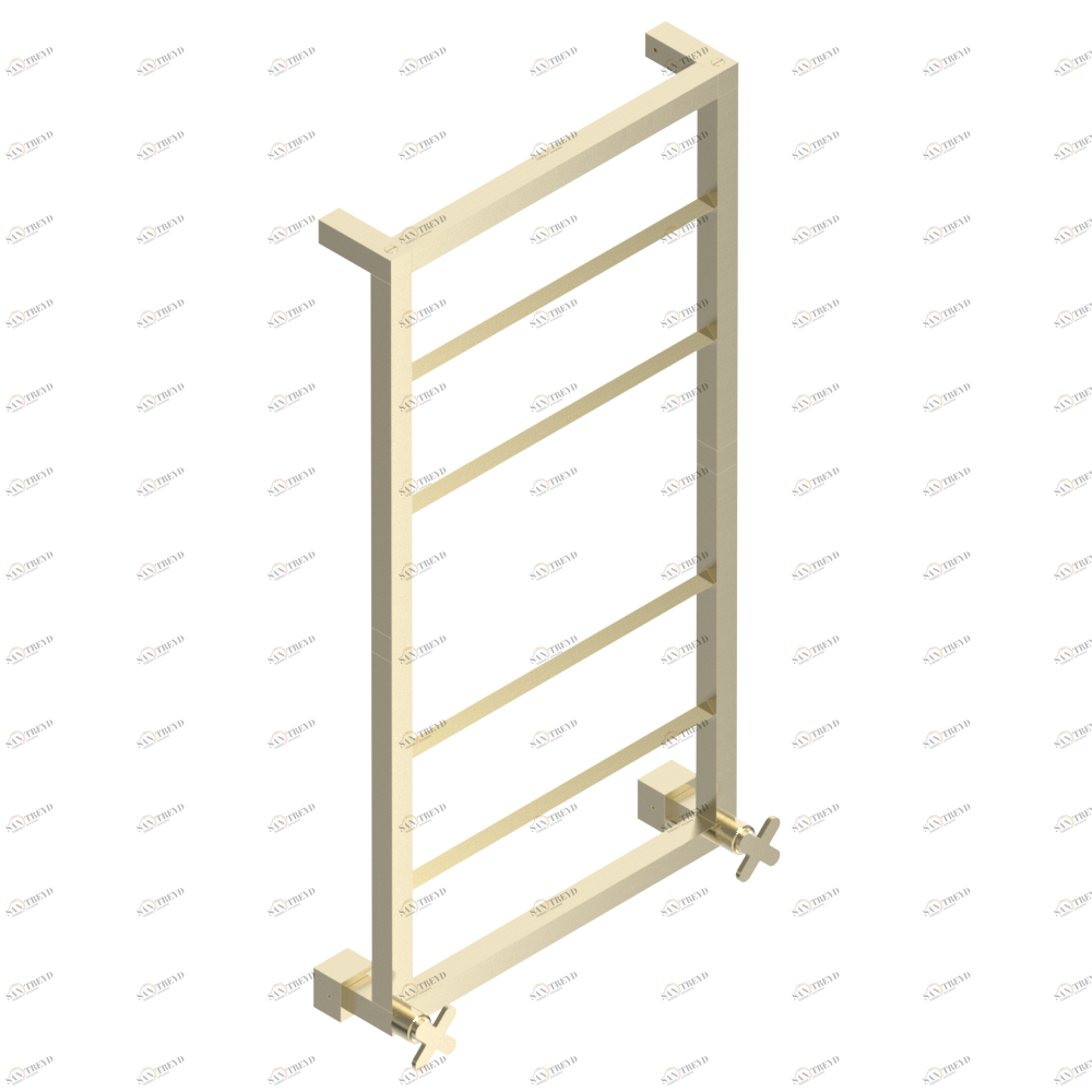 A6A-TWS6H2 Полотенцесушитель Современный квадратный, 6 перекладин, 520 мм x 980 мм, водяной, с 2 декоративными рукоятками Thg-paris Profil Матовое светлое золото A6A-TWS6H2 CAT.F