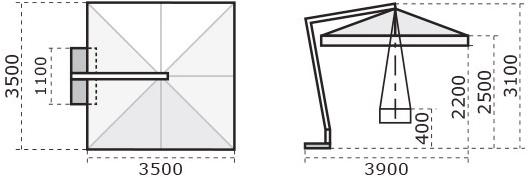 Scolaro Parasol Квадратный зонт с боковой опорой Palladio C3030 pab/c3035 pab - Вид №8