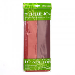 2-144/05 Бумага цветная "Тишью" 14 г/м2 50 х 66 см 10 л. 2 цв. красный/бордовый Альт