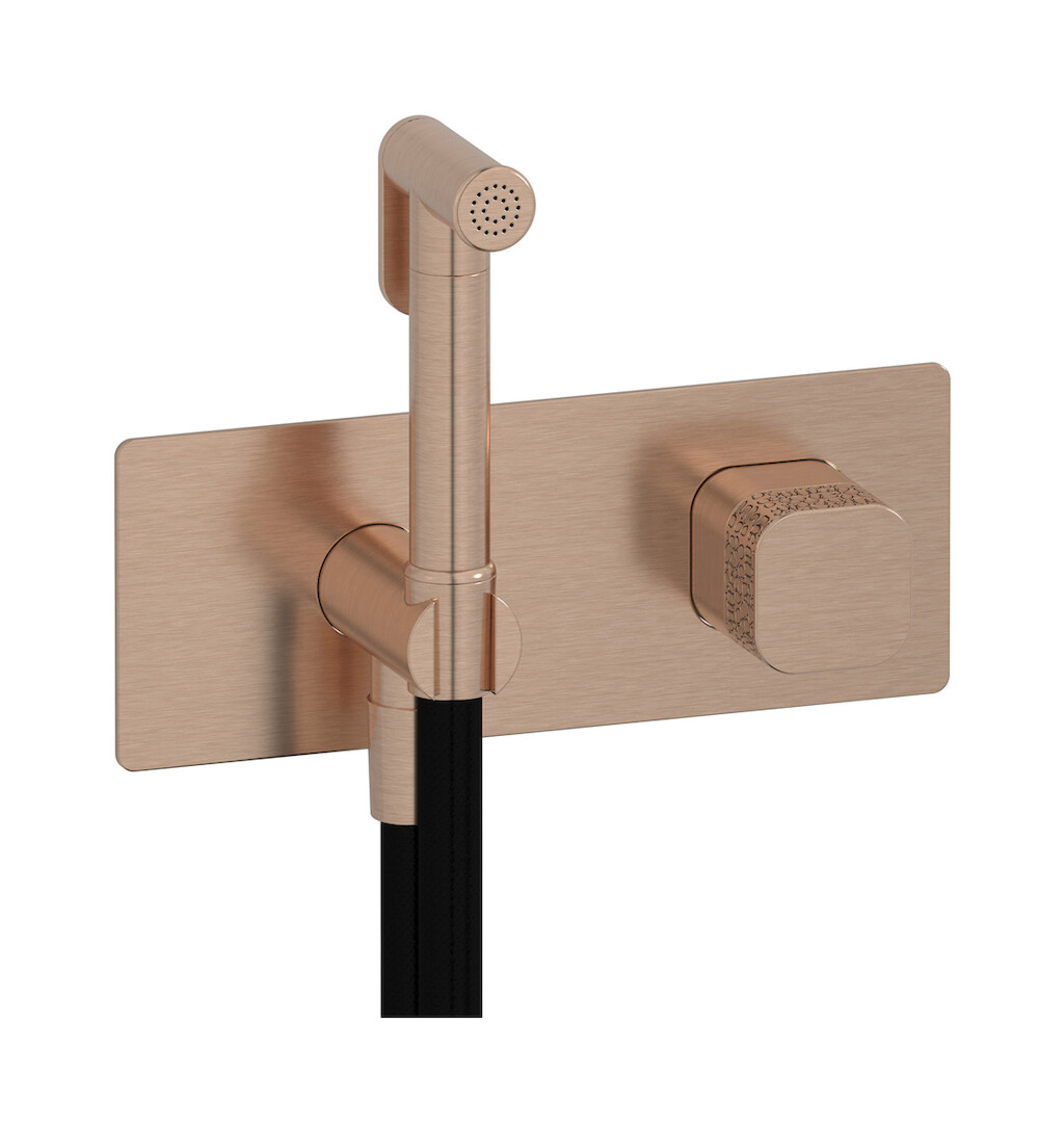 Внешние части гигенического душа со смесителем. WE ARE IB eo706sr_2 Brushed Rose Gold Elio