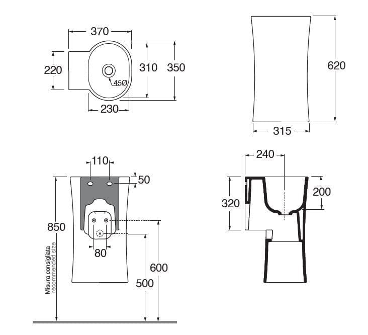 Рукомойники Azzurra Ceramica специальные предметы ARCH-00046126 - Вид №7