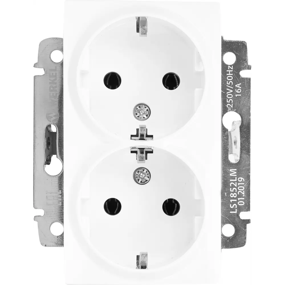 Двойная розетка WERKEL с заземлением для безопасного подключения техники 82125397 Встраиваемые механизмы STLM-0019724