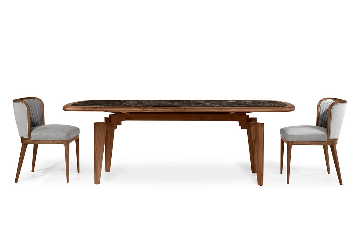 Прямоугольный стол из дерева и мрамора Mobi Nikea ARCH-00004269 - Вид №1