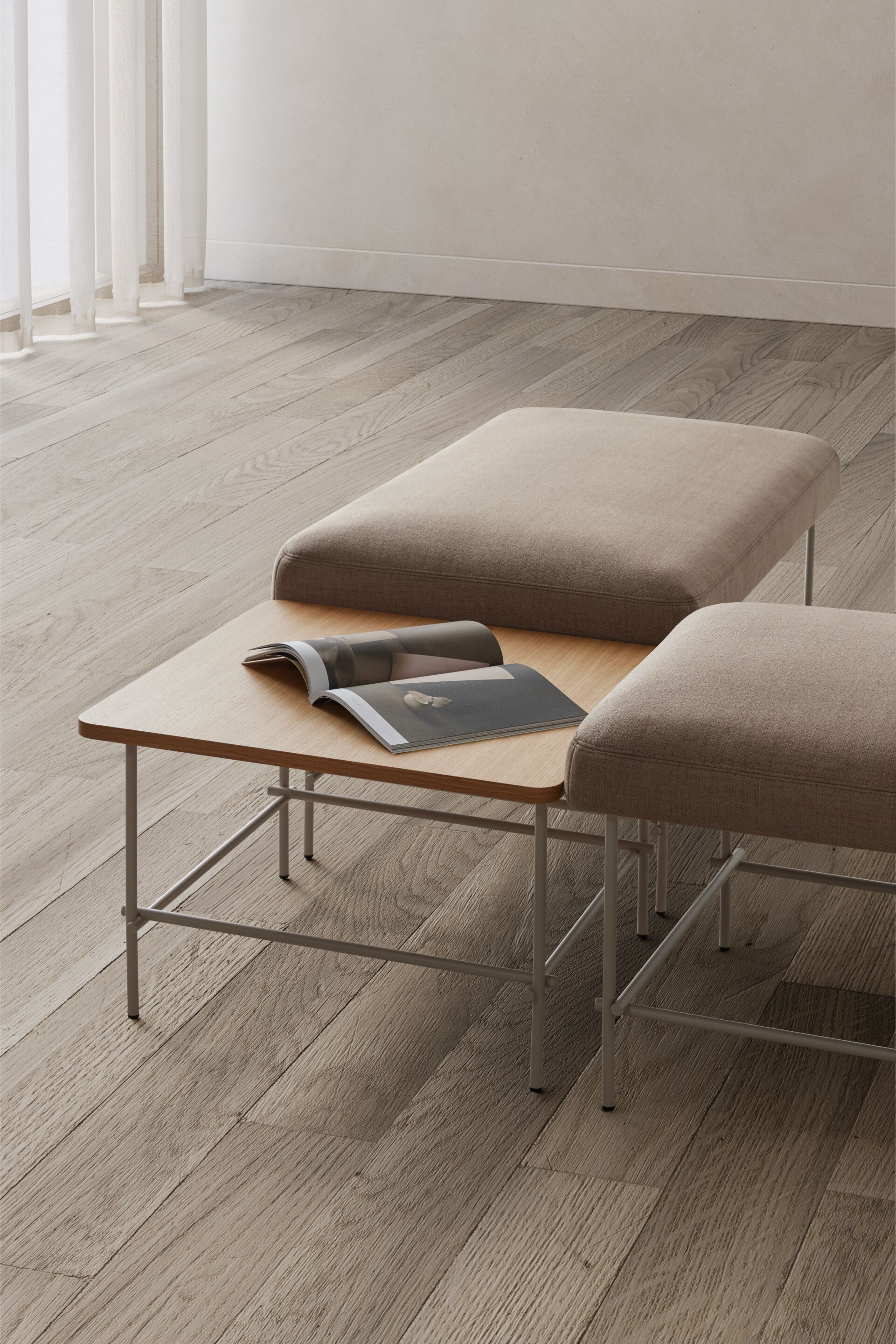 Мягкая скамейка из ткани и металла INCLASS Nuc ARCH-00047608 - Вид №7