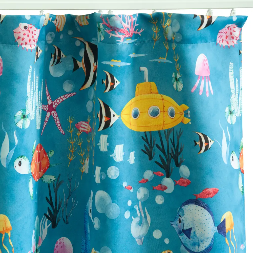 Штора на ленте блэкаут Рыбы 150x260 см цвет голубой 87965007 STLM-2178628 SEASONS  - Вид №4