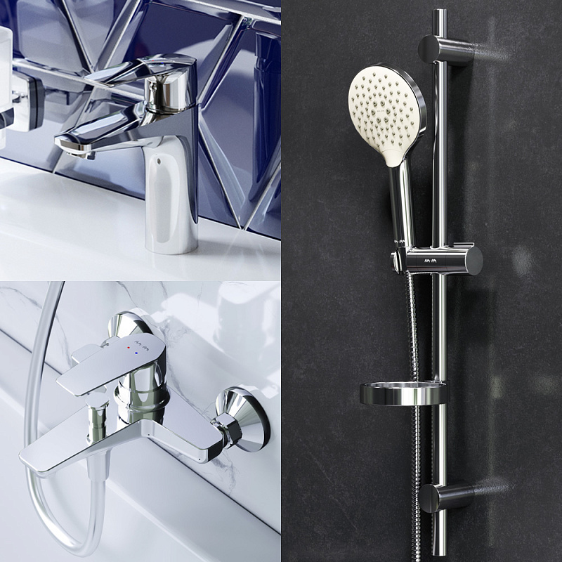 F40990A00 набор 3в1: см-ль д/умывальника см-ль д/ванны/душа душевой комплект шт. AM.PM Gem