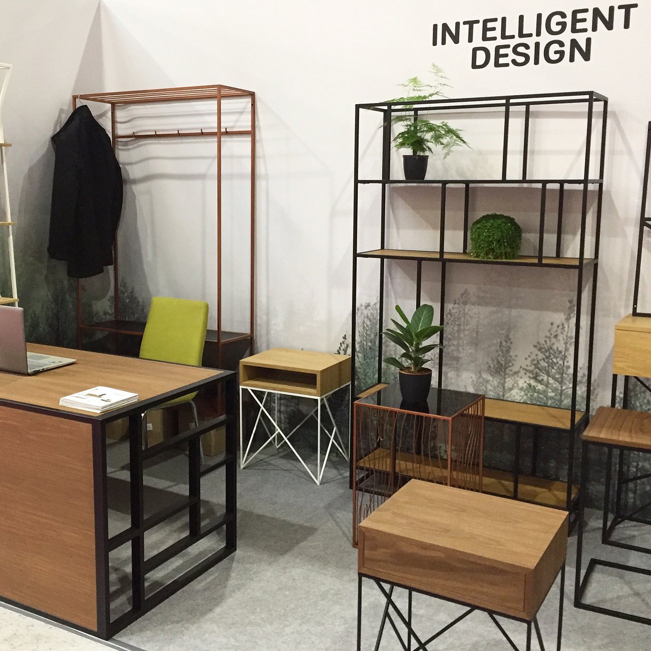 Стеллаж металлический, темный дуб Makella black INTELLIGENT DESIGN СТЕЛЛАЖ MAKELLA 260747 Коричневый;черный  - Вид №4