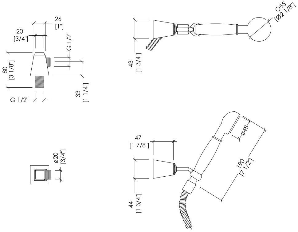 Devon&Devon Настенный ручной душ с опорой Time 2time241cr - Вид №1