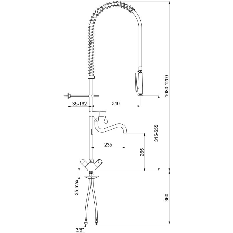 5632 Комплект для предварительной мойки со смесителем DELABIE  - Вид №1