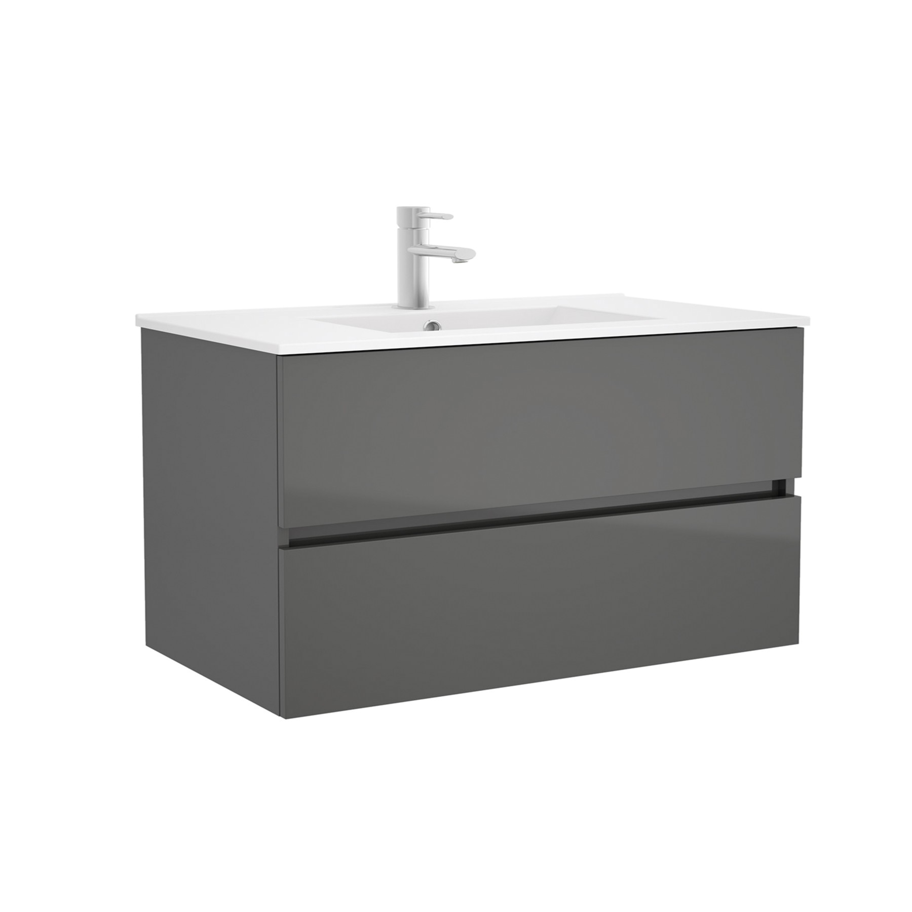 23330 SALGAR Мебель для умывальника FUSSION LINE 900 2 ящика GLOSS GREY 897 x 540 x 450 мм Глянцевый серый - Вид №1