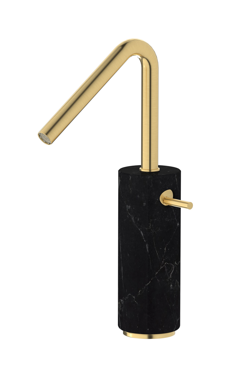 Высокий смеситель для раковины на 1 отверстие в комплекте с донным клапаном WE ARE IB mr202os_2 Brushed Gold Marmo