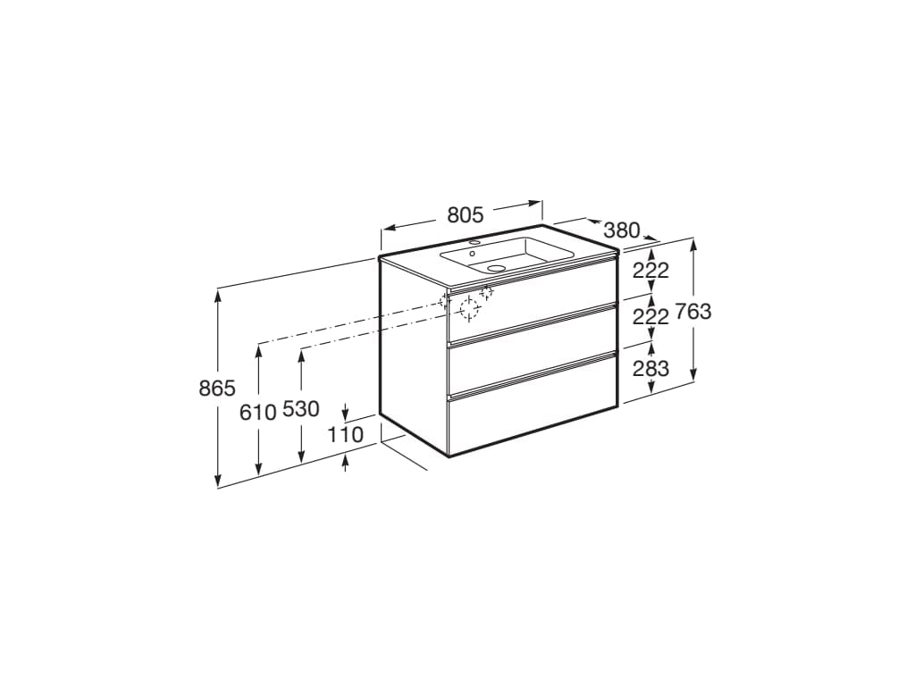 Деревянный подвесной шкаф для умывальника со встроенной раковиной с ящиками Roca The Gap ARCH-00072034 - Вид №97