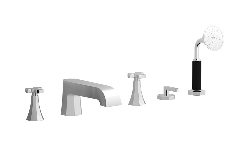 Смеситель на бортик ванной на 5 отверстий с дивертером и душевым гарнитуром. WE ARE IB bt396cc Chrome Belmondo 