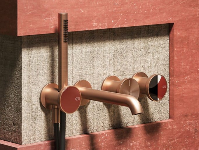 Настенный смеситель для ванны с 4 отверстиями и ручным душем Gessi происхождение ARCH-00045197