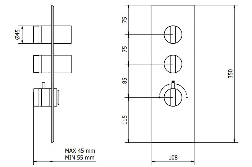 Термостатический смеситель для душа с 3 отверстиями IB Aqua ARCH-00041926 - Вид №7