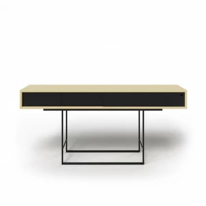 Консоль с ящиками и дверцей темно-серая на металлических ножках Long New BRAGIN DESIGN  256533 Бежевый;черный