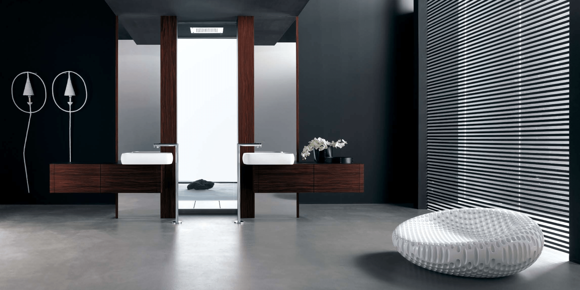 Комбинация ванной комнаты KU 54 в отделке Ring 64 MillTek / 85 Palissandro MILLDUE KUBIK KUBIK54 - Вид №1